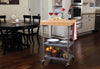 Origami Folding Kitchen Cart on Wheels | for Chefs Outdoor Coffee Wine and Food, Microwave Cart, Kitchen Island on Wheels, Rolling Cart, Kitchen Appliance & Utility Cart | Silver with Wood - RBT-02
