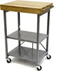 Origami Folding Kitchen Cart on Wheels | for Chefs Outdoor Coffee Wine and Food, Microwave Cart, Kitchen Island on Wheels, Rolling Cart, Kitchen Appliance & Utility Cart | Silver with Wood - RBT-02