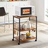Mr IRONSTONE Kitchen Stand Microwave Cart 23.7'' for Small Space, Coffee Bar Table 3-Tier Rolling Utility Microwave Oven Rack on Wheels, Coffee Cart with Storage Bakers Rack with 10 Hooks, Vintage