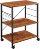 Mr IRONSTONE Kitchen Stand Microwave Cart 23.7'' for Small Space, Coffee Bar Table 3-Tier Rolling Utility Microwave Oven Rack on Wheels, Coffee Cart with Storage Bakers Rack with 10 Hooks, Vintage